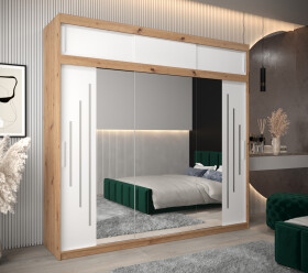 Šatní skříň Abi Y2 s nástavcem Barva korpusu: Dub artisan, Rozměry: 250 cm, Dveře: Bílá