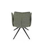 Židle jídelní, zelená látka, 360° vratný mechanismus, černý kov