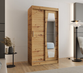 Šatní skříň Abi Rossa Rozměry: 100 cm, Barva korpusu + barva dveří: Dub artisan + Dub artisan