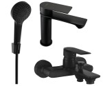 MEXEN - Royo R05 Set umyvadlové a vanové baterie s příslušenstvím, černá 72203R05-70