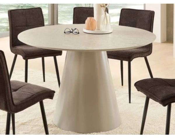 Kulatý jídelní stůl Garret 120 cm, imitace šedý kámen