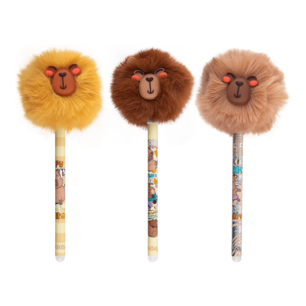 Colorino gumovatelné pero, POM POM, kapybara, 12 ks, s víčkem, modrá náplň, displej, mix barev - 12ks