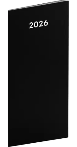 NOTIQUE Vreckový diár Čierny 2026 - plánovací mesačný / 8 x 18 cm (PGD-MESPL-35790-SK)