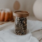 Eulenschnitt Skleněná dóza s víkem Mini Glass/Oak Easter – set 6 ks, čirá barva, přírodní barva, sklo, dřevo