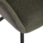Židle jídelní, zelená látka a tmavě šedá látka v dekoru vintage kůže, černý kov, otočná P90°+ L90° s vratným mechanismem