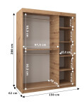 Šatní skříň Abi Ma Barva korpusu: Dub artisan, Rozměry: 200 cm, Dveře: Dub artisan