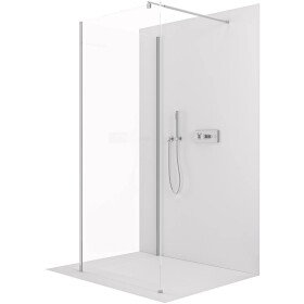 CERANO Sprchová zástěna Walk-in Onyx Corner Round L/P - 8 mm - kulatá vzpěra - chrom, transparentní sklo - 90x80x200 cm