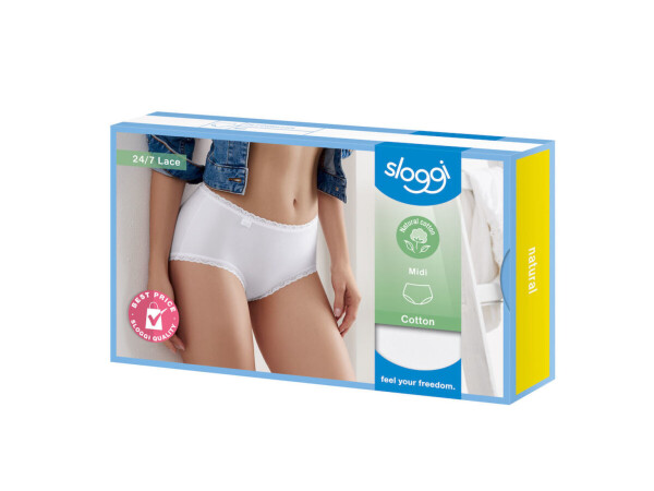 Dámské kalhotky Sloggi 24/7 Cotton Lace Midi bílé WHITE 48