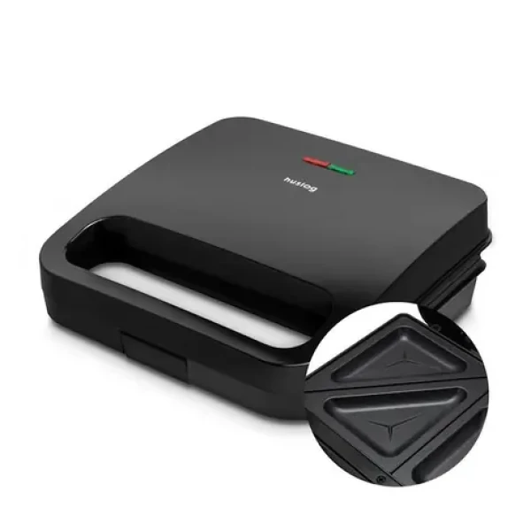 Huslog HUS1074 černá / Sendvičovač / 800 W / 2 sendviče / nepřilnavé desky / cool-touch madlo (OWN000152)