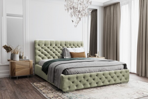 FRONTI Postel MODEL 02 160x200 světlezelená - MAGIC VELVET 2243