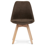 Židle jídelní, hnědá látka, nohy bukové dřevo
