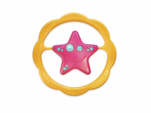 Chrastítko hvězda plast 13cm 4 barvy v sáčku 0m+