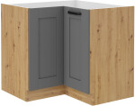 Spodní rohová skříňka Luna 90x90 DN 2F BB Barva korpusu: Dub artisan, Barva dvířek: Bílá