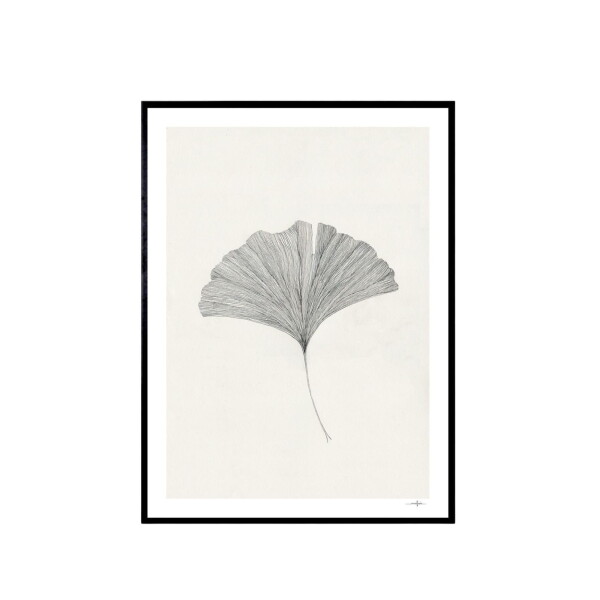 THE POSTER CLUB Autorský mini plakát Ginkgo Leaf by Ana Frois A5, černá barva, papír