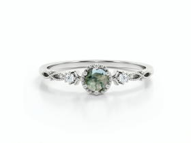 LUNICA Stříbrný prstýnek MECHOVÝ ACHÁT Velikost prstenu: 8 (EU: 57-58) 0689_8