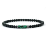 Pánský korálkový náramek Nero - 4 mm malachyt, achát, Zelená 19 cm
