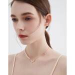 Elegantní perlový náhrdelník se zirkony Laura - motýl, Zlatá 38 cm + 5 cm (prodloužení)