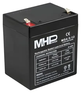 MHPower olověný akumulátor AGM 12V/4,5Ah / Olověný akumulátor / 12 V / 4,5 Ah / Faston F1 4,8 mm (MS4.5-12)