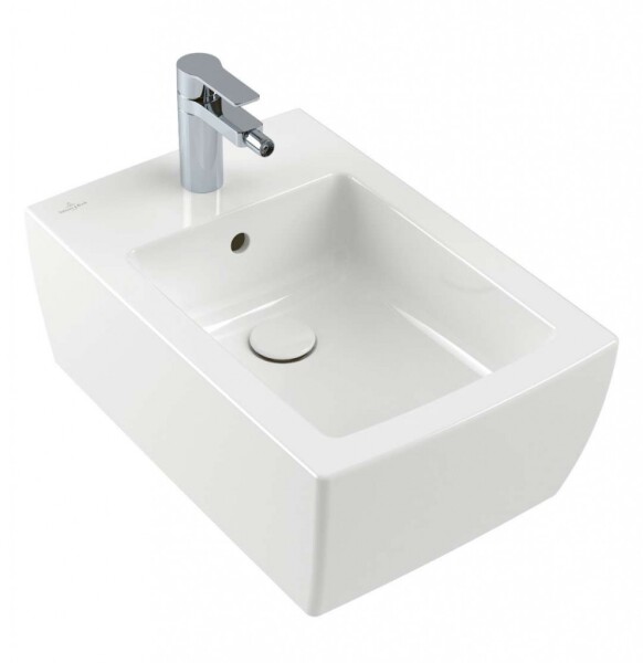 VILLEROY & BOCH - Memento 2.0 Závěsný bidet, s 1 otvorem pro baterii, CeramicPlus, Stone White 443300RW