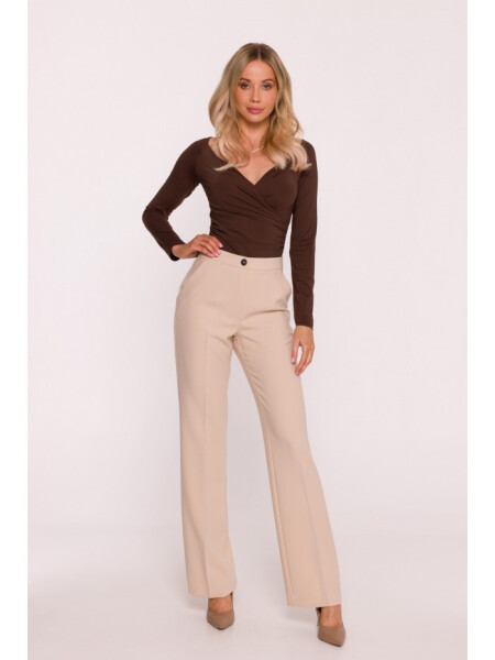 Dámské kalhoty s laclem S418 béžové - Stylove L