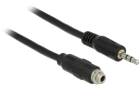 Delock kabel Jack 3,5mm zásuvka panelová - Jack 3,5mm zástrčka / Audio kabel / 3pin / 1 m / černý (85116)