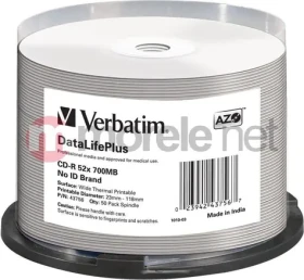 Verbatim CD-R 700 MB 52x 50 kusů / Optické médium / spindl (43756)
