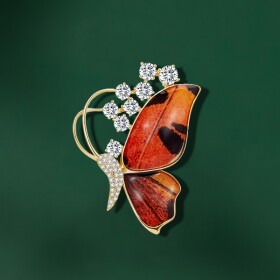 Luxusní brož Swarovski Elements Emanuel - motýl babočka paví oko, Zlatá