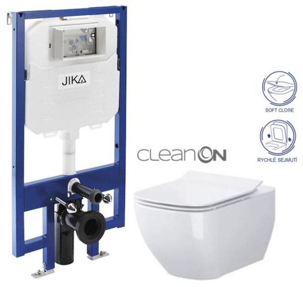 JIKA předstěnový instalační 8 cm systém bez tlačítka + WC CERSANIT VIRGO CLEANON + SEDÁTKO H894652 X ME1
