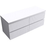 CERANO - Koupelnová skříňka Carole + deska pod umyvadlo Navira Pro - 36 mm - bílá matná rýhovaná - 120x51,6x46 CER-240313