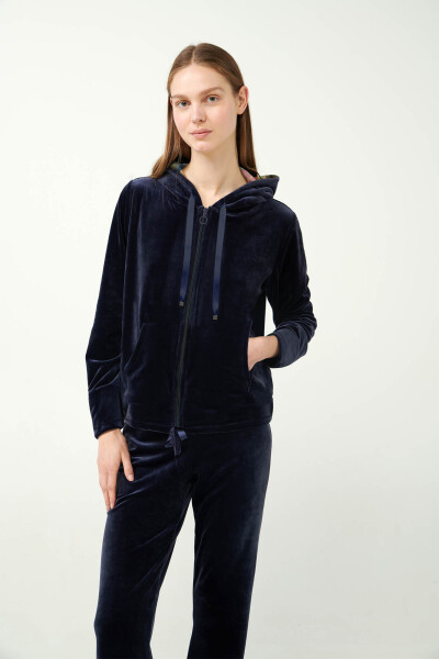 Vamp - Sametová tepláková souprava s kapucí 21134 - Vamp blue xxl