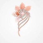 Luxusní brož ve tvaru orchideje se sladkovodní Lea, Růžová