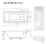 BESCO - Obdélníková vana OPTIMA - Nožičky k vaně - S nožičkami, Rozměr vany - 150 × 70 cm VANOPT15+OLVPINOZ