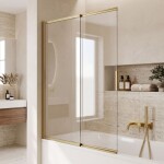 REA - Vanová zástěna posuvná Dario Brush Gold 80 REA-W7882