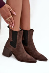 Kožené semišové dámské boty na podpatku s vyhříváním Artiker 57C0047 hnědé 41