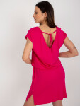Fuchsiové ležérní šaty s krátkým rukávem RUE PARIS