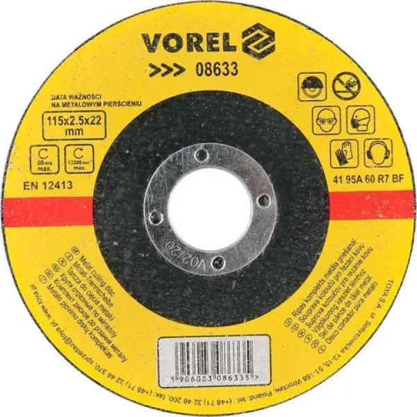 Vorel Řezný kotouč na kov 115 mm / Řezný kotouč / Průměr 115 x 22 mm / Tloušťka 2,5 mm