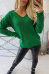 Svetr S202-15 s výstřihem do V zelený - Kesi UNI