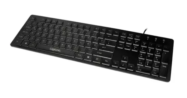 LogiLink Klávesnice s LED podsvícením černá / Klávesnice / DE layout / USB / 104 kláves (ID0138)
