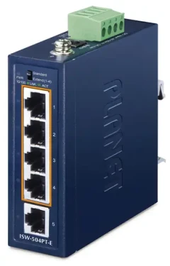 Planet ISW-504PT-E / Switch průmyslový / 1x 10/100 RJ45 / 4x 10/100 PoE+ / 802.3at 120W / -40 až 75 °C / IP40 (ISW-504PT-E)