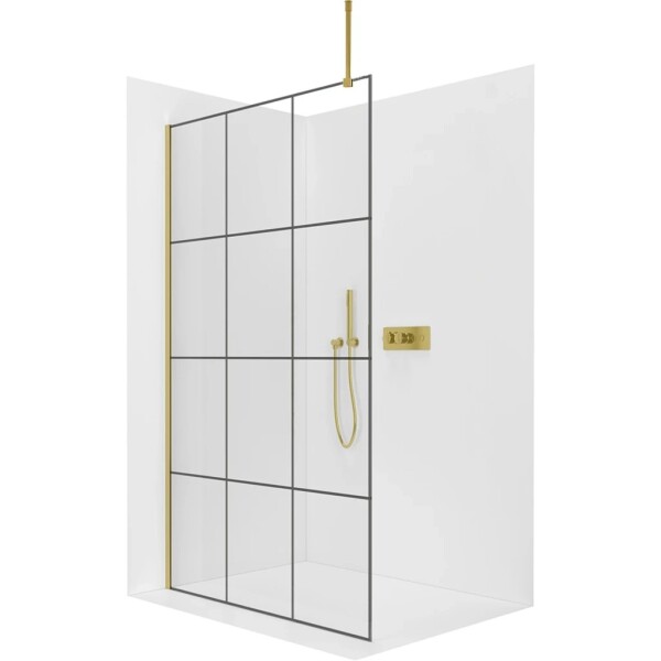 CERANO Sprchová zástěna Walk-in Onyx Top Round L/P - 8 mm - kulatá vzpěra - zlatá, industriální sklo - 120x200 cm