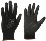 SIXTOL GLOVE PE-PU 9 černé / Rukavice pracovní z polyesteru polomáčené v polyuretanu / velikost 9 (SX5046)
