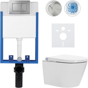 CERANO - Kompletní WC set Profi/Cronus Standard - bílá lesklá - WC tlačítko Classic/Tmavě šedá - pro zazdění - 59,3x38,4 CER-094468
