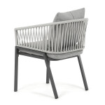 Zahradní židle, kov, polyratan, šedá, AZC-S1430 GREY