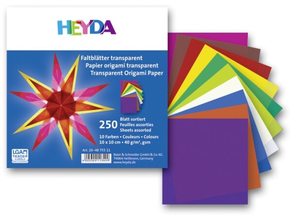 Heyda Origami 10x10 cm 250 ks 40 g transparentní