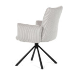 Židle jídelní, krémová manšestrová látka, 360° vratný mechanismus, černý kov