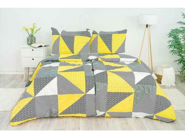 Stanex Ložní povlečení bavlněné Geometrie žlutá (LS267) ROZMĚR: 140x200 cm + polštář (90x70 cm)