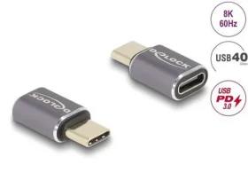 DeLock USB-C adaptér antracitový / USB adaptér / USB4 Gen 2x2 / 40 Gbps / PD 3.0 100 W / DisplayPort 1.4 (60046)