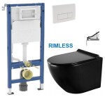 GEBERIT DuofixBasic s bílým tlačítkem DELTA51 + WC MEXEN LENA ČERNÁ Rimless + SEDÁTKO 458.103.00.2 51BI ME01