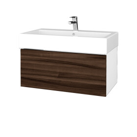 Dřevojas - Koupelnová skříňka VARIANTE SZZ 80 pro umyvadlo Duravit Vero - N01 Bílá lesk / D06 Ořech 264536