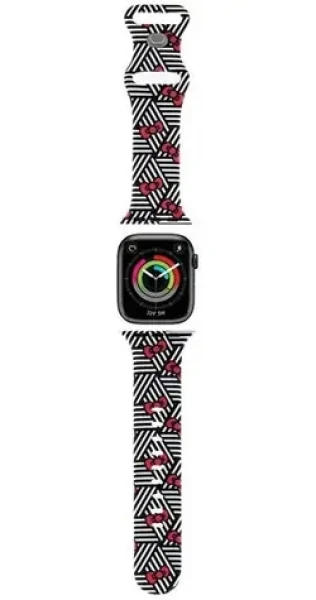 Hello Kitty Silicone Bows Stripes černá / Řemínek pro Apple Watch / 38/40/41mm (HKAWMSDIEZK)